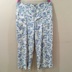 Democracy Pants Crop Women 14 Ab Technology Utility Pocket Stretch Floral Blue
